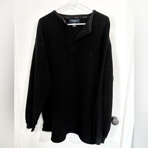 Nautica Sleepwear Black Fleece Henley Pullover Men’s XL Soft Lounge
